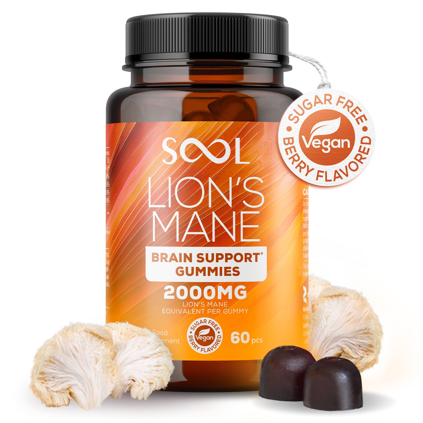 Lion's Mane Mushroom Gummies 60pcs - Berry Flavour