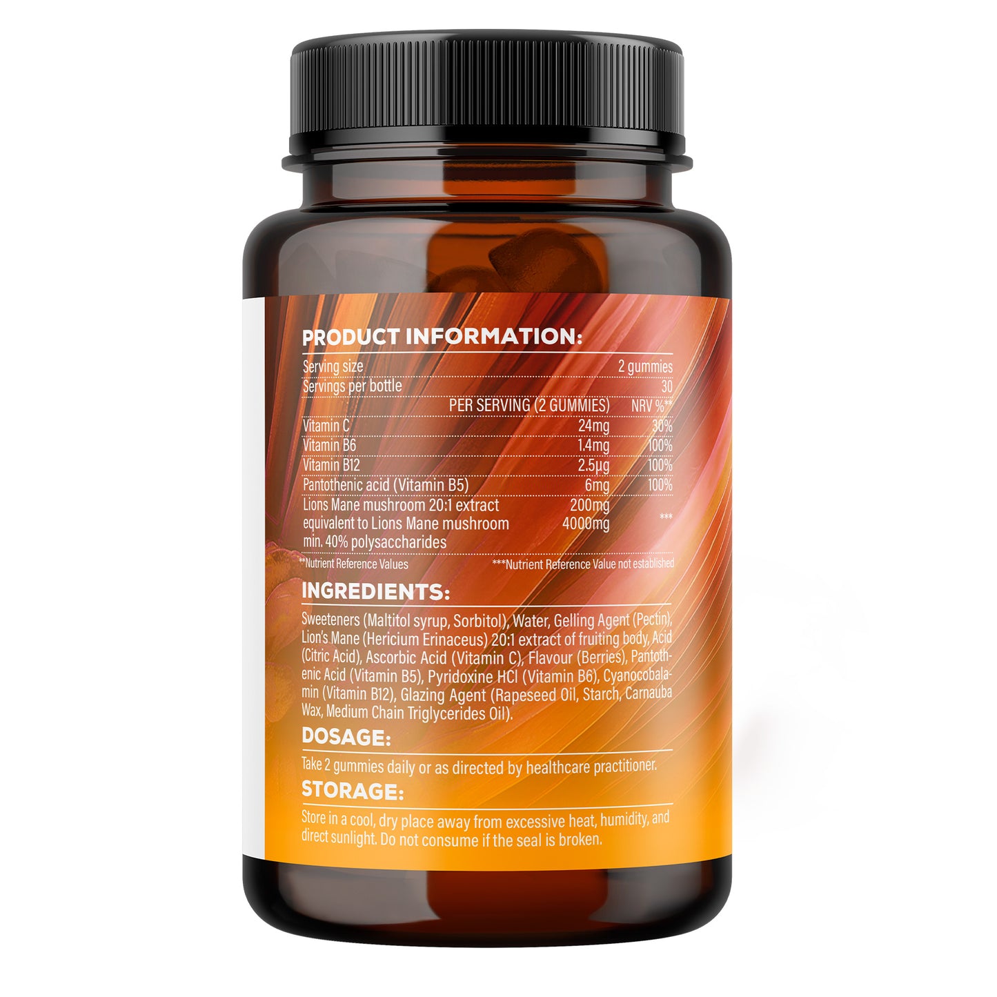 Lion's Mane Mushroom Gummies 60pcs - Berry Flavour