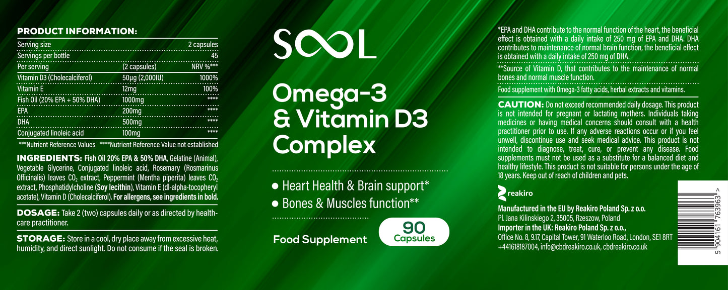 Omega-3 & Vitamin D3 Complex Soft Gel Capsules 90pcs