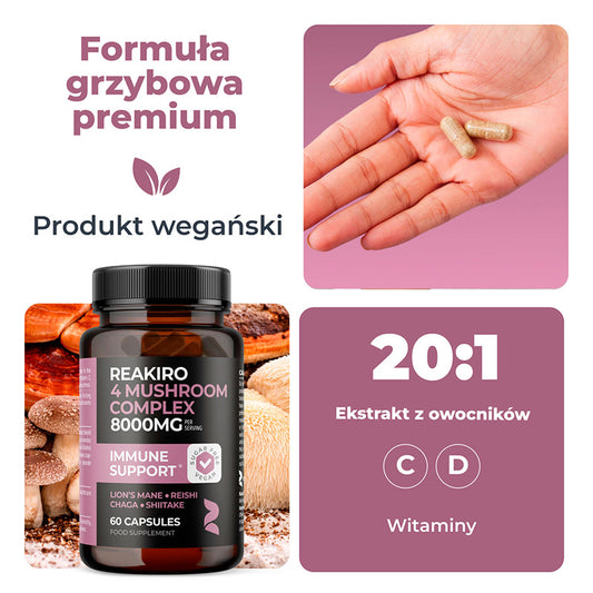 Reakiro 4 Mushroom Complex 8000mg formula