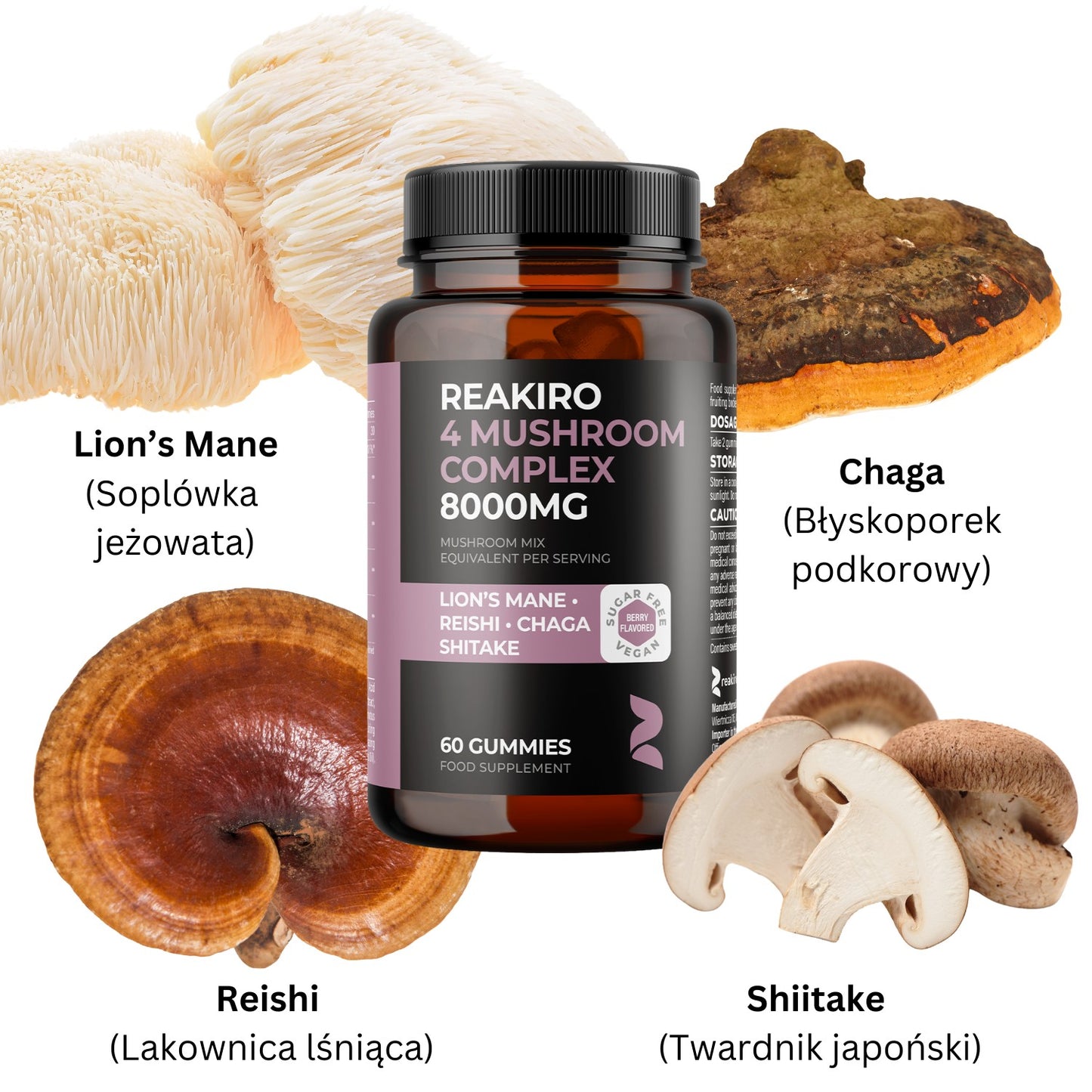 Reakiro 4 Mushroom Complex 8000mg ingredients