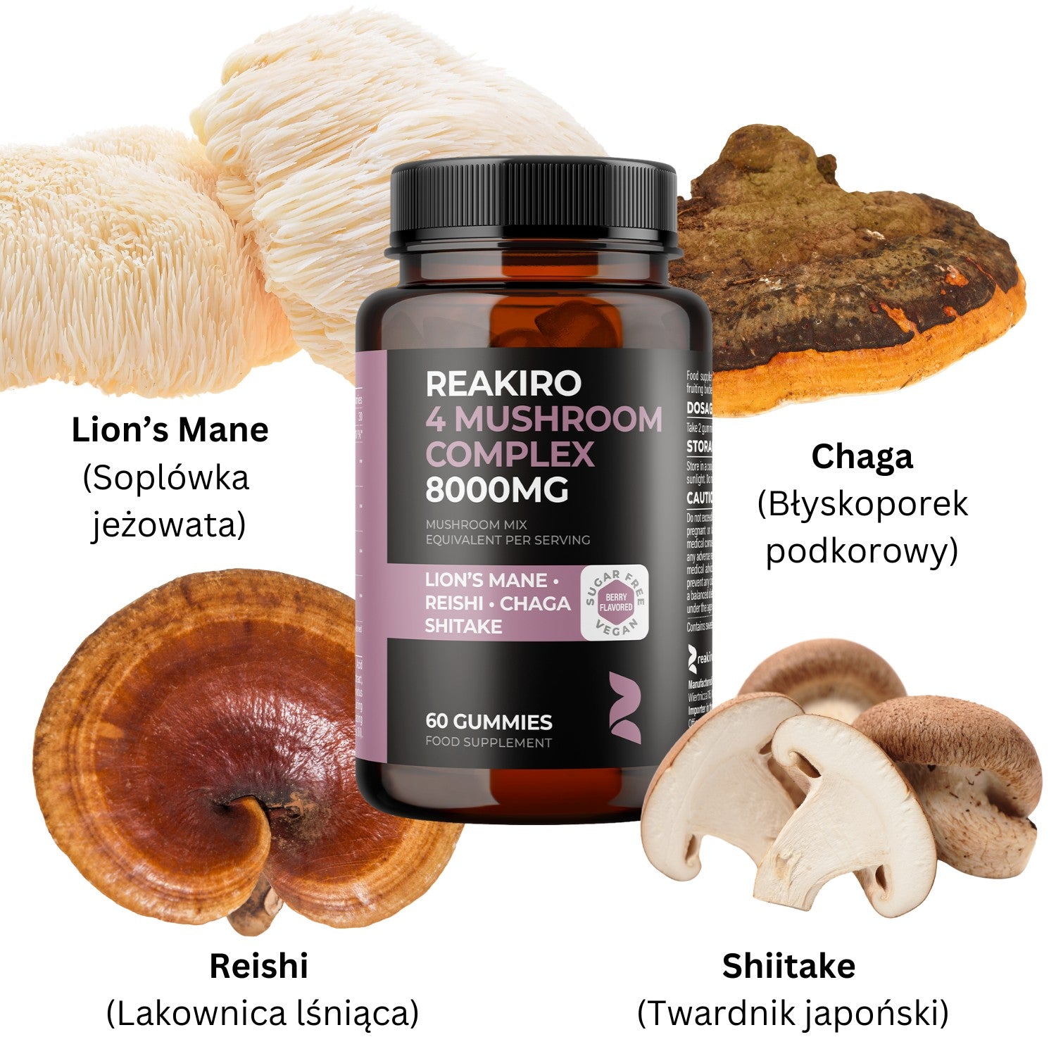 Reakiro 4 Mushroom Complex 8000mg ingredients