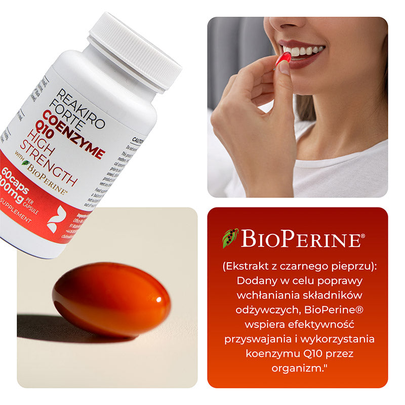Koenzym CoQ10 60 kaps 100% Ubichinon CoQ10 Biodostępność Korzyści