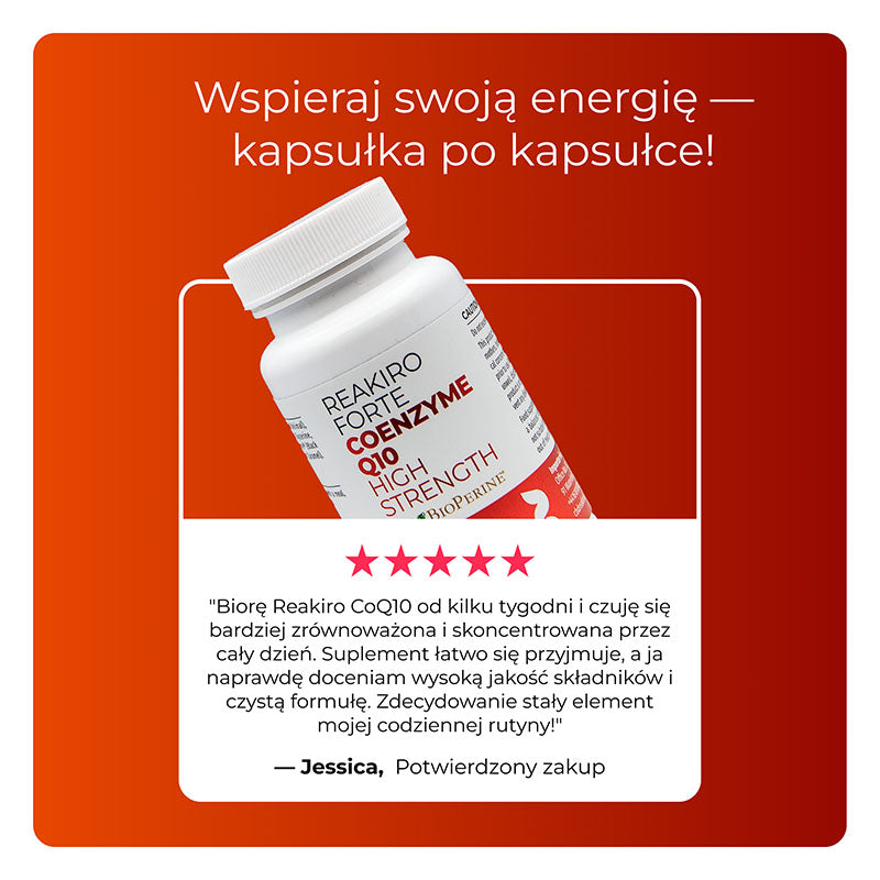 Koenzym CoQ10 60 kaps 100% Ubichinon CoQ10 Biodostępność Opinie