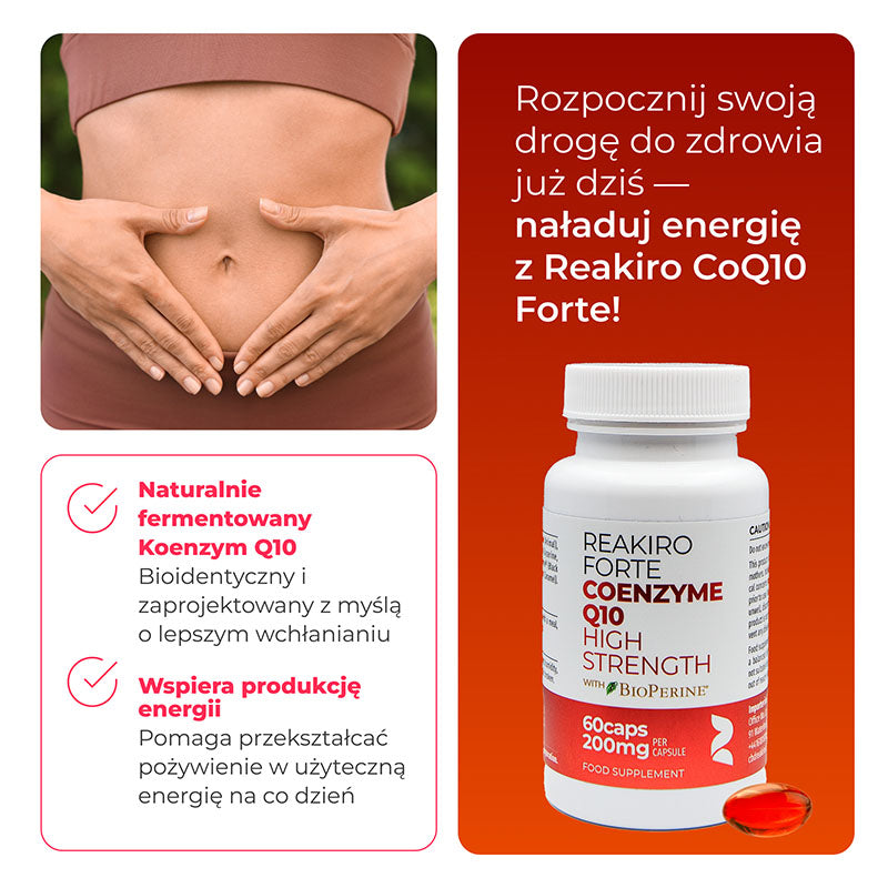 Koenzym CoQ10 60 kaps 100% Ubichinon CoQ10 Biodostępność Zalety