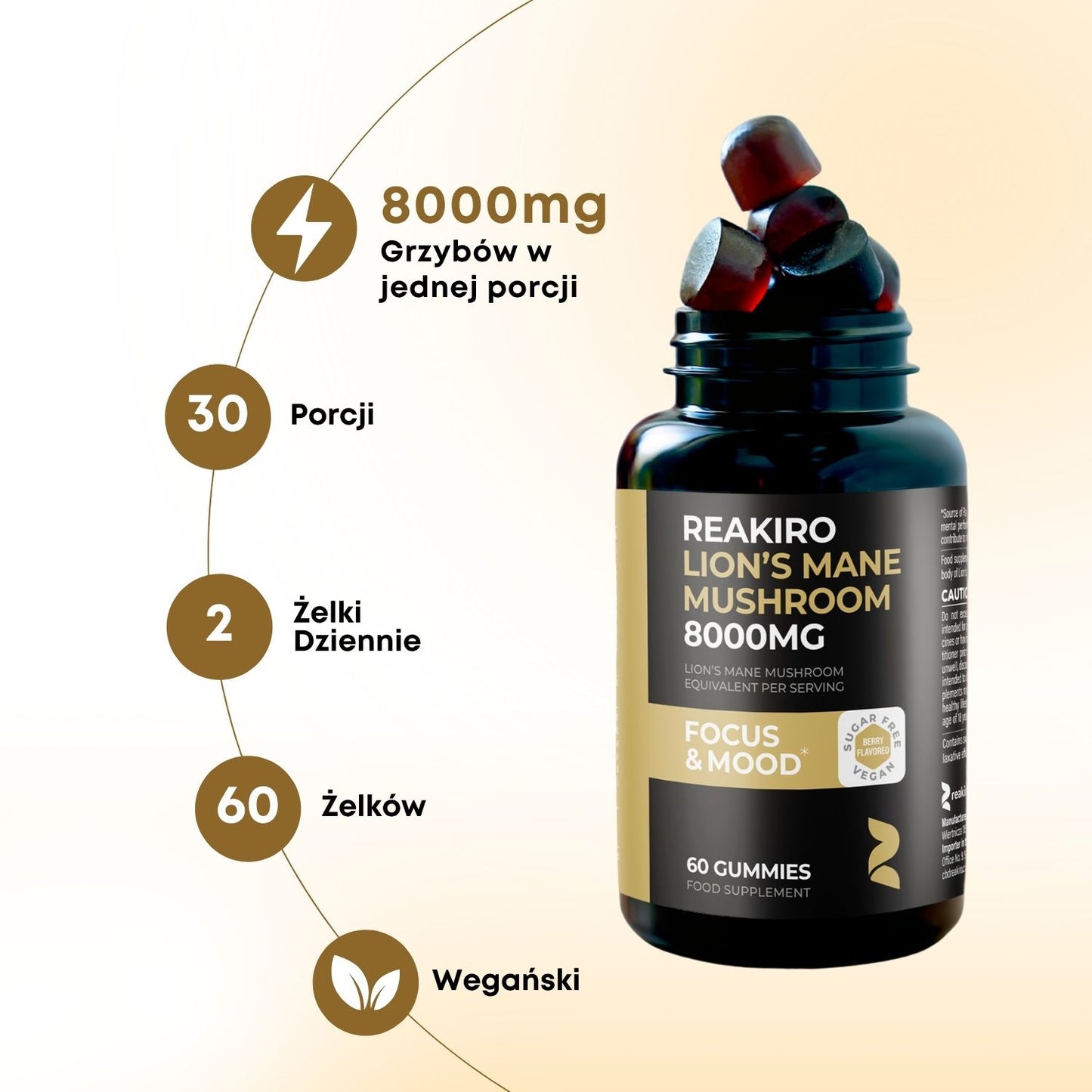 Reakiro Lion`s Mane Mushroom Gummies 8000mg benefits