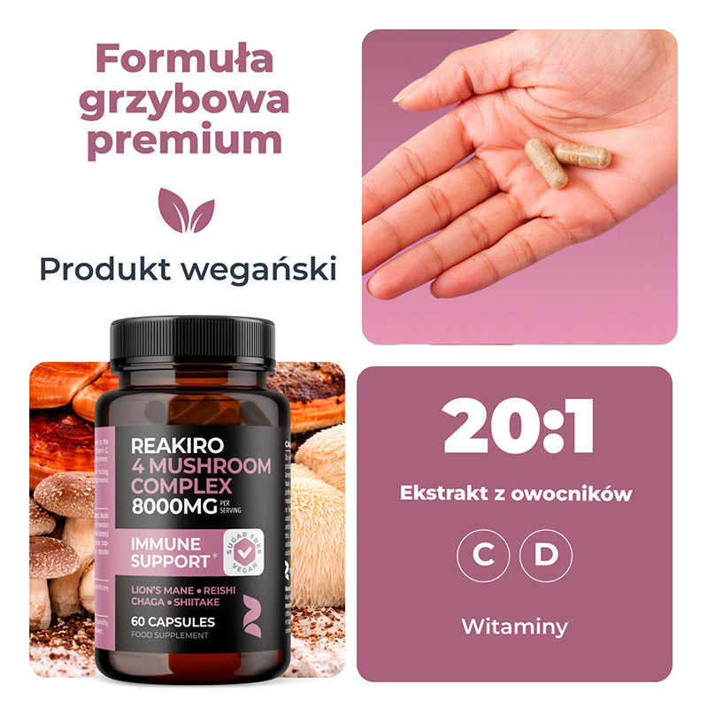 Reakiro 4 Mushroom Complex 8000mg formula