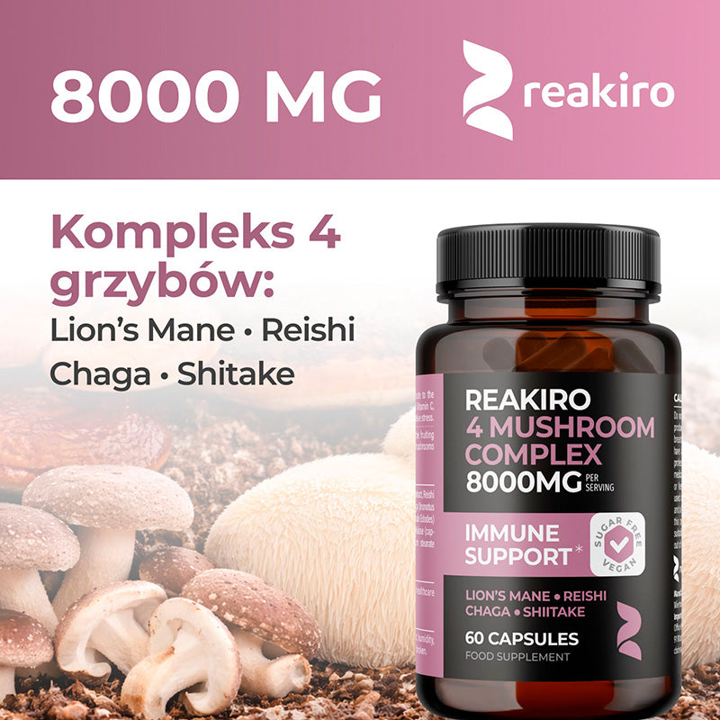 Reakiro 4 Mushroom Complex 8000mg bottle