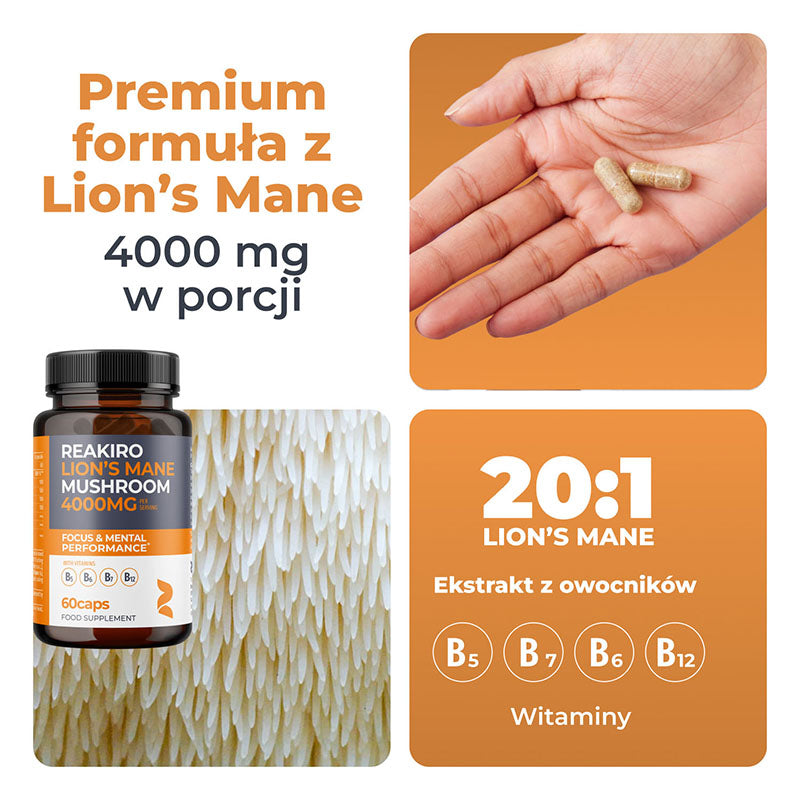 Reakiro Lion`s Mane Mushroom 4000mg benefits
