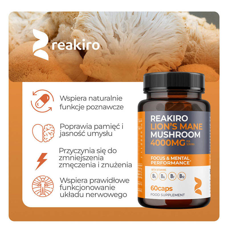 Lion's Mane Mushroom Capsules 4000mg 60pcs - Focus & Mental Performance