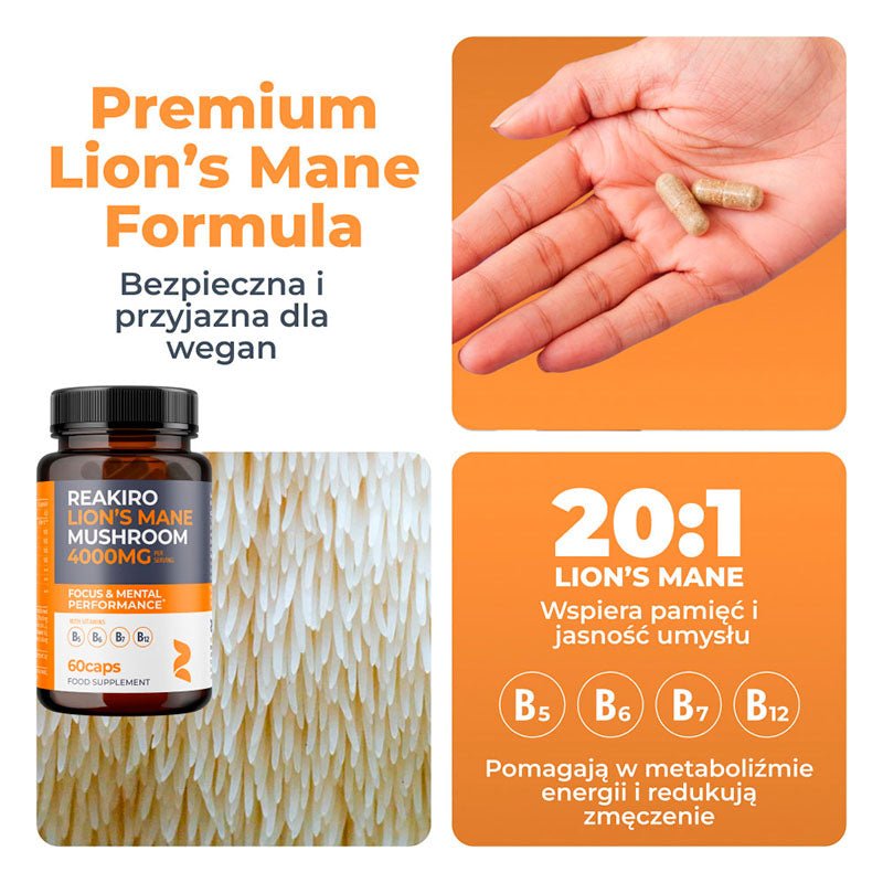 Lion's Mane Mushroom Capsules 4000mg 60pcs - Focus & Mental Performance