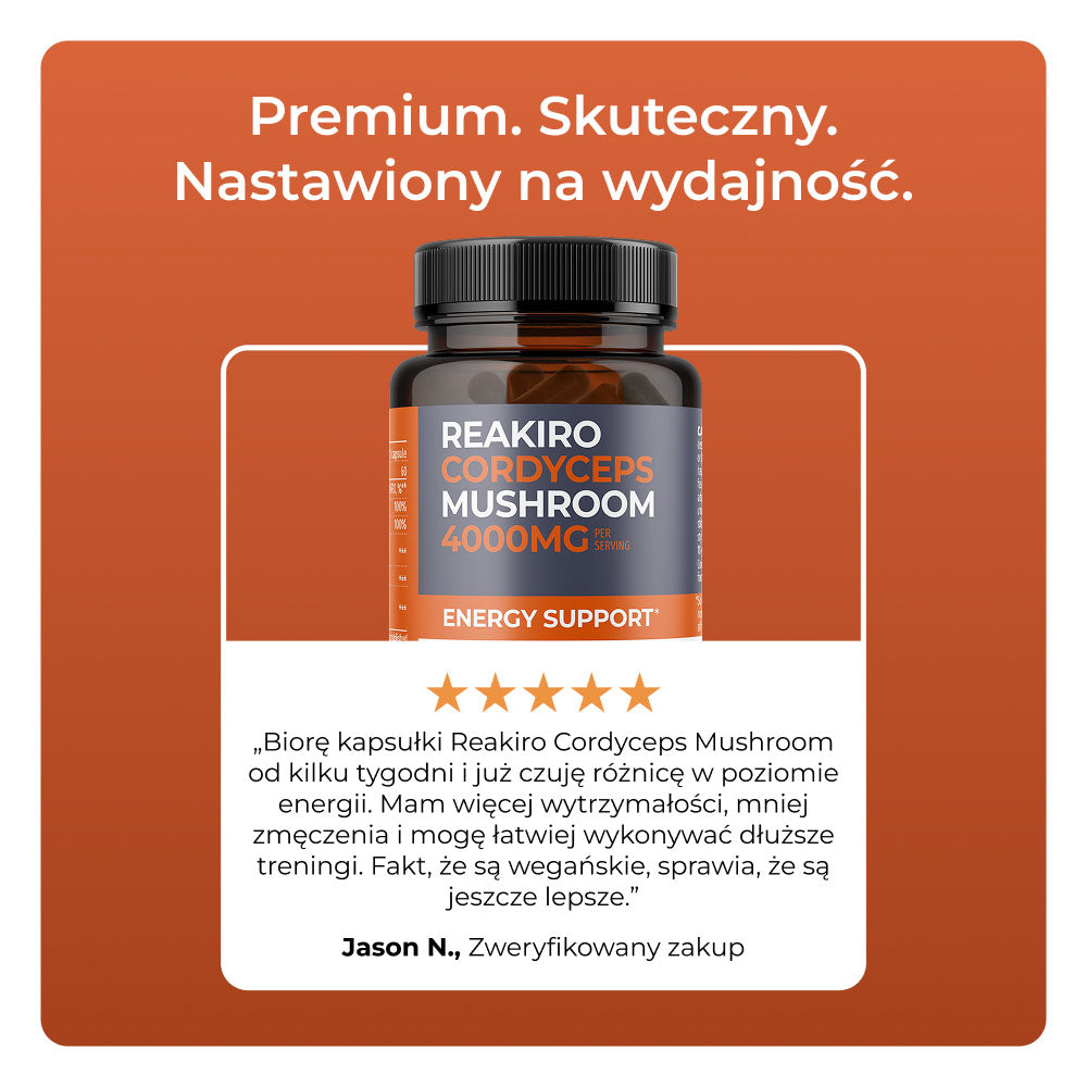 Reakiro Cordyceps 4000mg B6 B12 Maksymalna Moc Energia Odporność Witalność Opinie 60 kapsułek