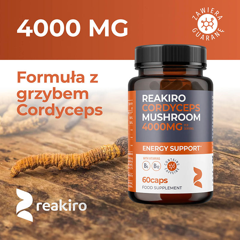 Reakiro Cordyceps Mushroom 4000mg bottle