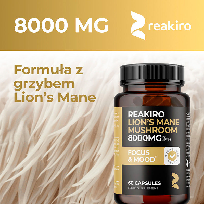Reakiro Lion`s Mane Mushroom 8000mg Formula