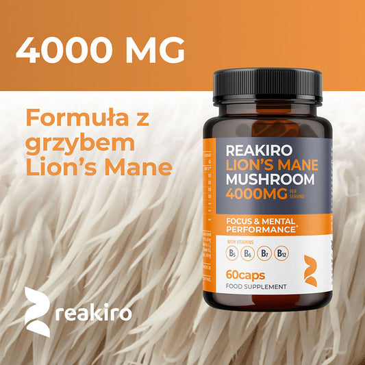 Reakiro Lions Mane Mushroom 4000mg formula