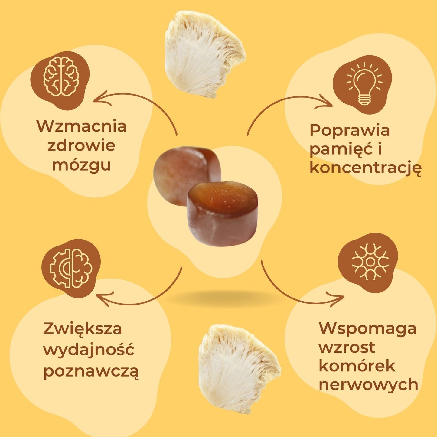 SOOL Żelki Soplówka Jeżowata 2000mg 60szt Pamięć Koncentracja Układu Nerwowego Korzyści
