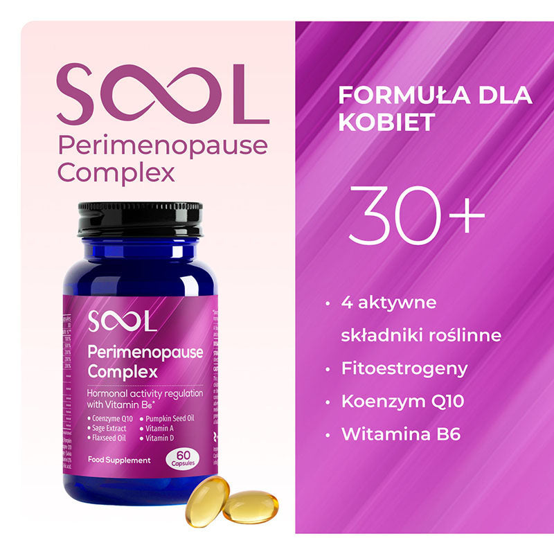 SOOL Perimenopause Complex supplement bottle with packaging details